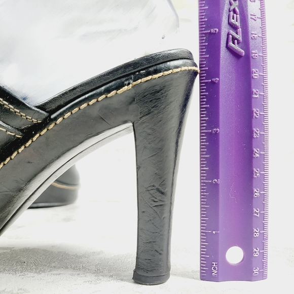 Coach Black Leather Slip On Gold Buckle Detail Heeled Mule Clogs M68 - Picture 9 of 14